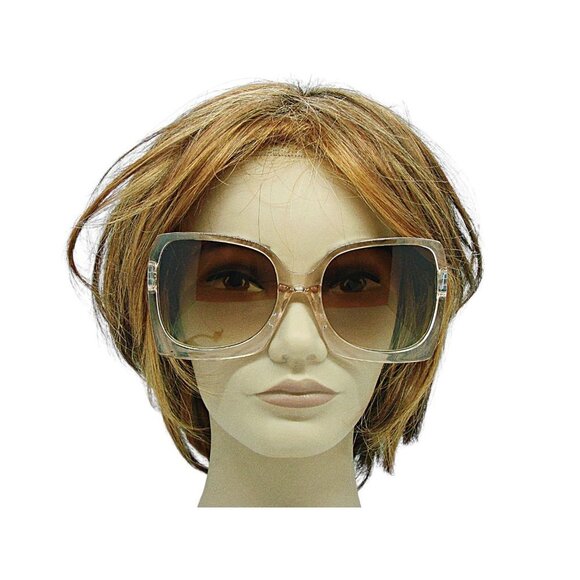 Womens Oversized Square Shape Fashion Sunglasses Peach Frame and Lens Cloth Case - Picture 4 of 9